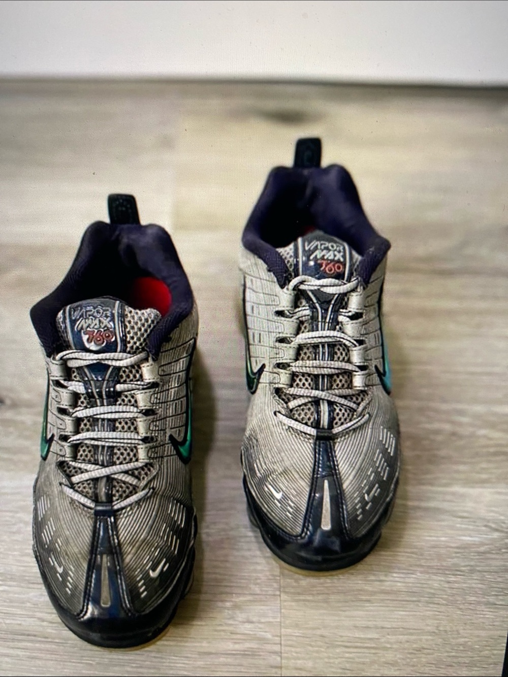 Nike Men’s Air Max 360 Sneakers - Gray with Teal Swoosh